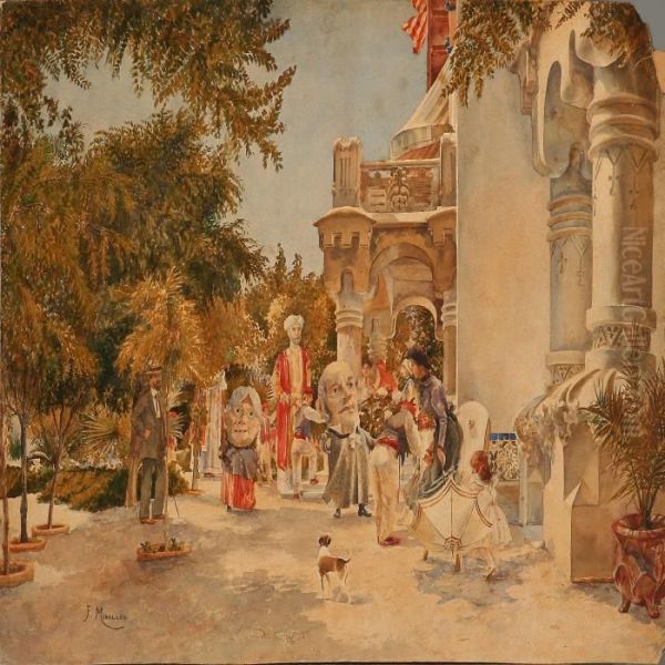 Carneval Near A House Oil Painting by Francisco Miralles Galup