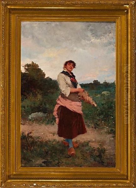 Joven Campesina Oil Painting by Francisco Miralles Galup