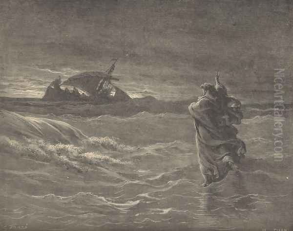 Jesus Walking On The Water Oil Painting by Gustave Dore