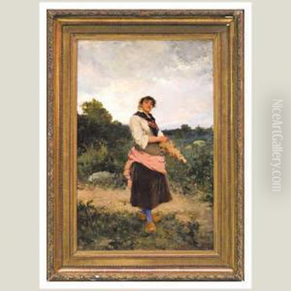 Dama En El Campo Oil Painting by Francisco Miralles Galup