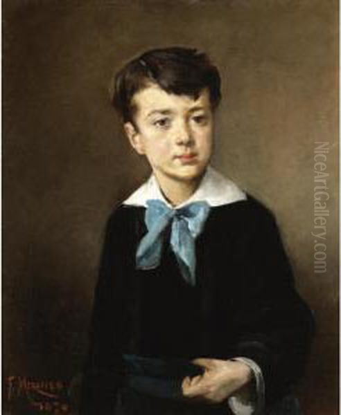 Retrato De Nino (portrait Of A Boy) Oil Painting by Francisco Miralles Galup