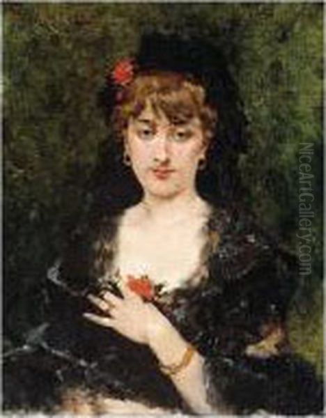 Spanish Beauty Oil Painting by Francisco Miralles Galup