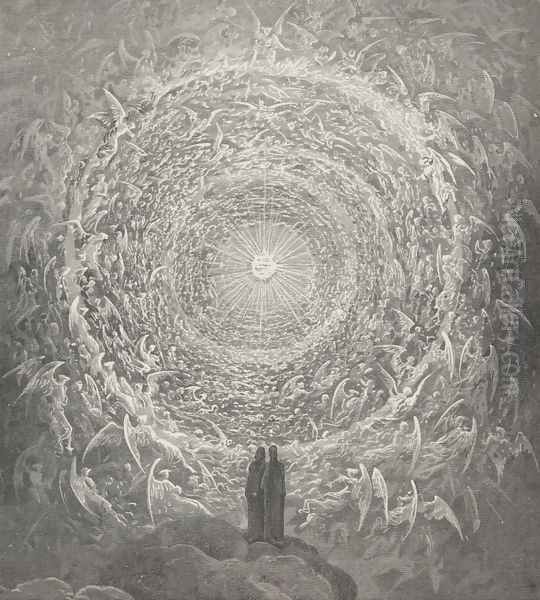 In fashion, as a snow-white rose, lay then Before my view the saintly multitude, (Canto XXXI., lines 1-2) Oil Painting by Gustave Dore