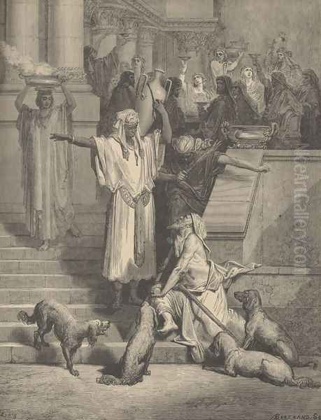 Lazarus And The Rich Man Oil Painting by Gustave Dore