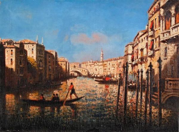 Gran Canal Hacia Rialto, Venecia Oil Painting by Gaspar Miro Y Lleo