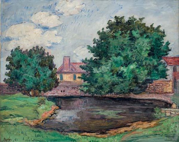 La Maison Au Bord De L'etang Oil Painting by Jean Misceslas Peske