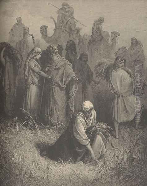 Ruth And Boaz Oil Painting by Gustave Dore