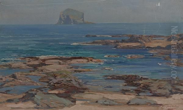 The Bass Rock Oil Painting by John Campbell Mitchell