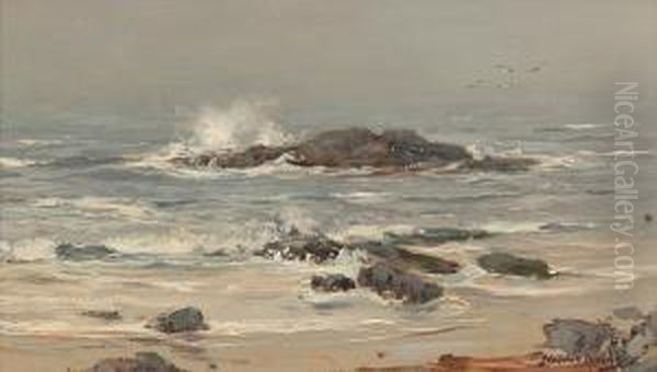 A Rising Sea Machrihanish Oil Painting by John Campbell Mitchell