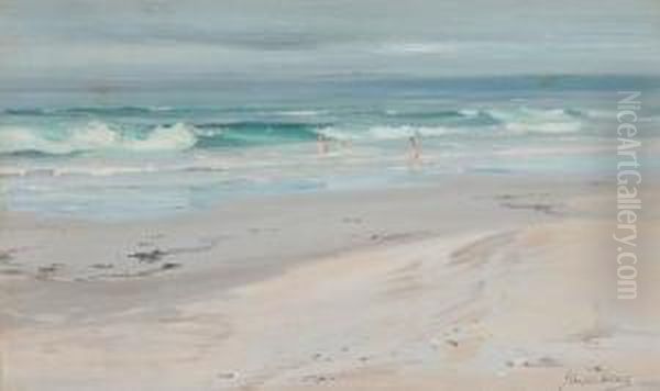 Summer Bathing Oil Painting by John Campbell Mitchell