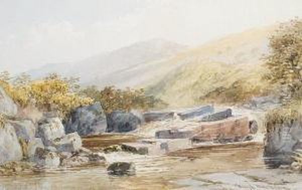 A Group Of Three Watercolour Drawings, Near Lydeford, In Devon; Truro River; And Senan Oil Painting by Philip Mitchell