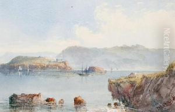 A View Of Drake's Island And Mount Edgcombe In Plymouth Sound Oil Painting by Philip Mitchell