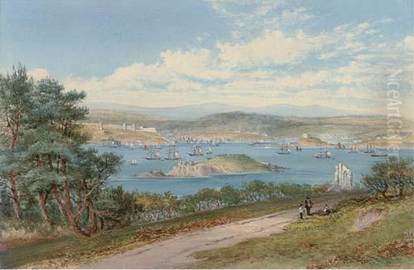 Plymouth Sound From Mt. Edgcumbe Oil Painting by Philip Mitchell