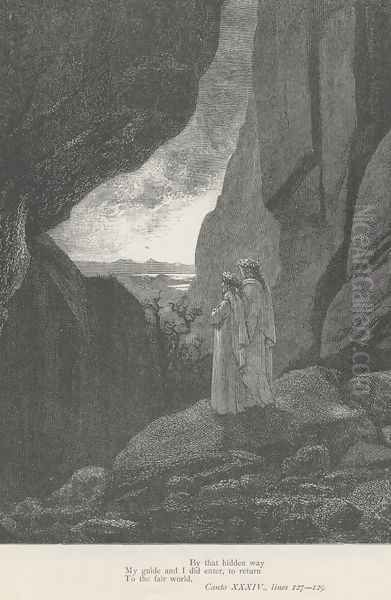 to return To the fair world. (Canto XXXIV., lines 128-129) Oil Painting by Gustave Dore