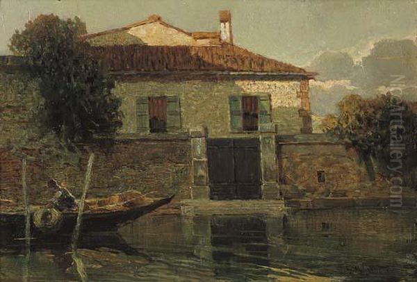 In Laguna Oil Painting by Giuseppe Miti-Zanetti