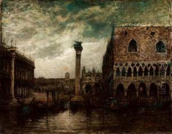 Dal Bacino Di Piazza Sanmarco Oil Painting by Giuseppe Miti-Zanetti