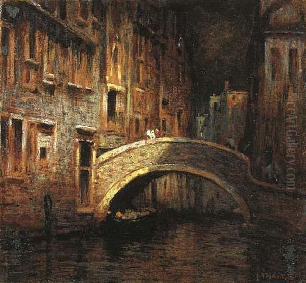 Venezia, Ponte Del Paradiso Oil Painting by Giuseppe Miti-Zanetti