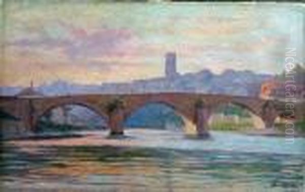 Vue D'un Pont Oil Painting by Joseph Mittey