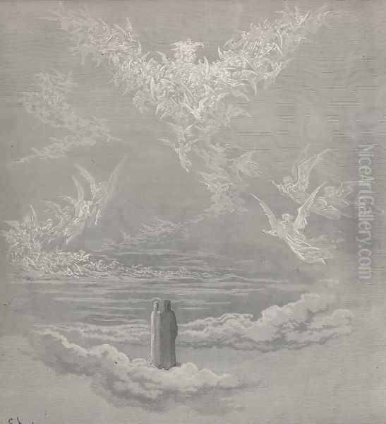 Before my sight appear'd, with open wings, The beauteous image (Canto XIX., lines 1-2) Oil Painting by Gustave Dore