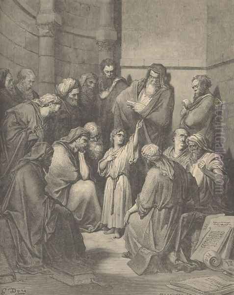 Jesus Questioning The Doctors Oil Painting by Gustave Dore