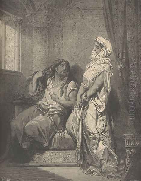 Samson And Delilah Oil Painting by Gustave Dore