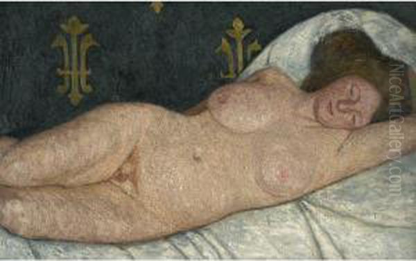 Liegender Weiblicher Akt (reclining Female Nude) Oil Painting by Paula Modersohn-Becker