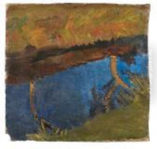 Moorlandschaft Mit Sich Spiegelnden Baumen Oil Painting by Paula Modersohn-Becker