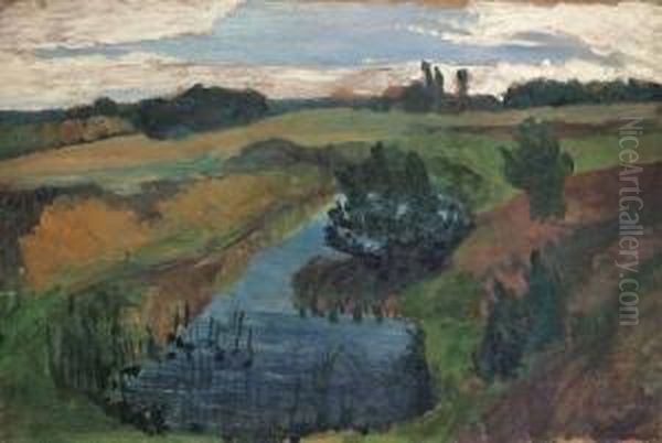 Landschaft Mit Moortumpel Oil Painting by Paula Modersohn-Becker