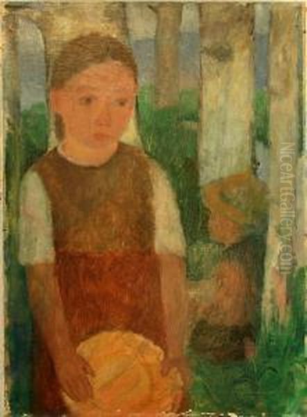 Worpsweder Kinder Oil Painting by Paula Modersohn-Becker