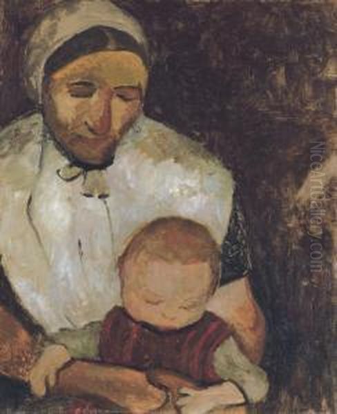 Sitzende Bauerin Mit Kind Auf Dem Schoss Oil Painting by Paula Modersohn-Becker