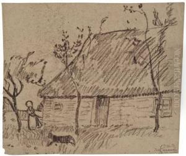 Bauernhaus Oil Painting by Paula Modersohn-Becker