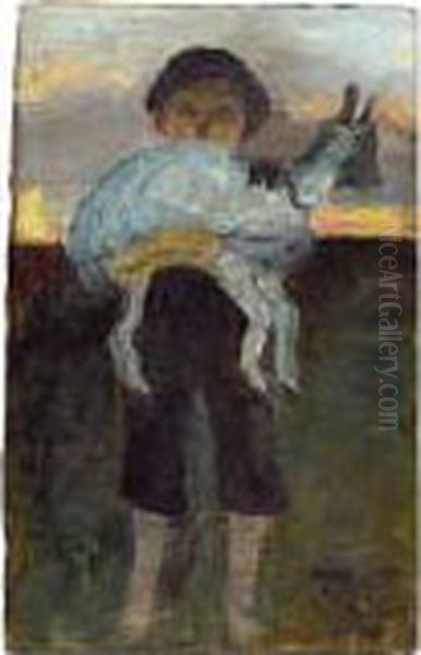 Junge Mit Ziege Oil Painting by Paula Modersohn-Becker