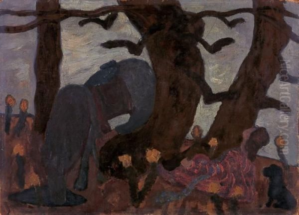 Die Sieben Raben I Oil Painting by Paula Modersohn-Becker