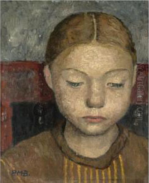 Property From A Private American Collection
 

 
 
 

 
 Kopf Eines Auf Einem Stuhl Sitzenden Madchens (head Of A Girl Sitting On A Chair) Oil Painting by Paula Modersohn-Becker