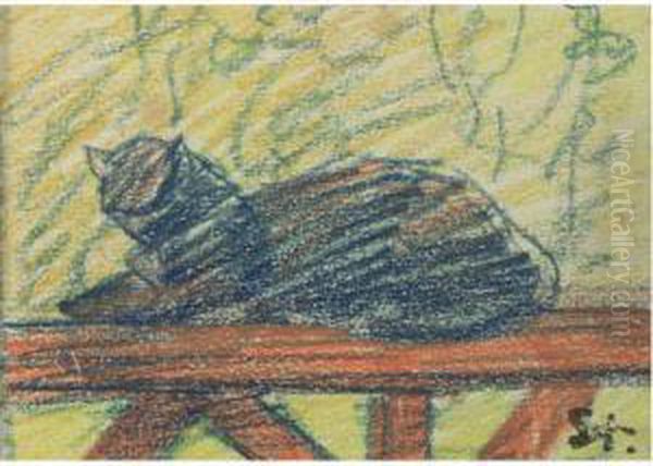 Cat Oil Painting by Paula Modersohn-Becker