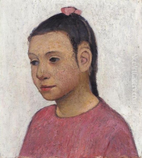 Brustbild Eines Italienischen 
Madchens In Rotem Kleid (portrait Of An Italian Girl In A Red Dress) Oil Painting by Paula Modersohn-Becker