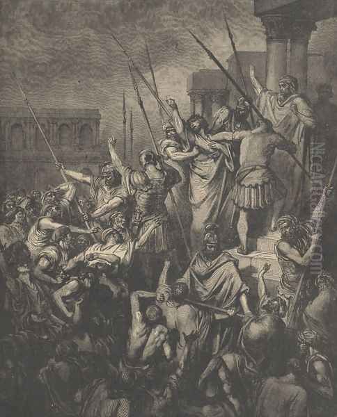 Paul Menaced By The Jews Oil Painting by Gustave Dore