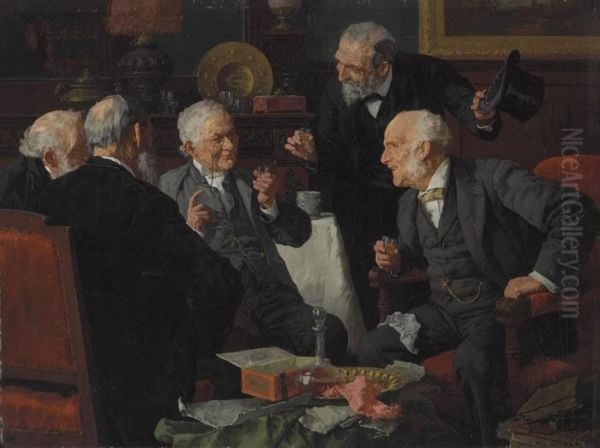 A Toast Oil Painting by Louis Charles Moeller