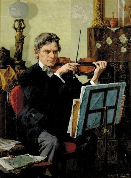 The Violinist Oil Painting by Louis Charles Moeller