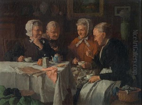 Tea Timegossip Oil Painting by Louis Charles Moeller