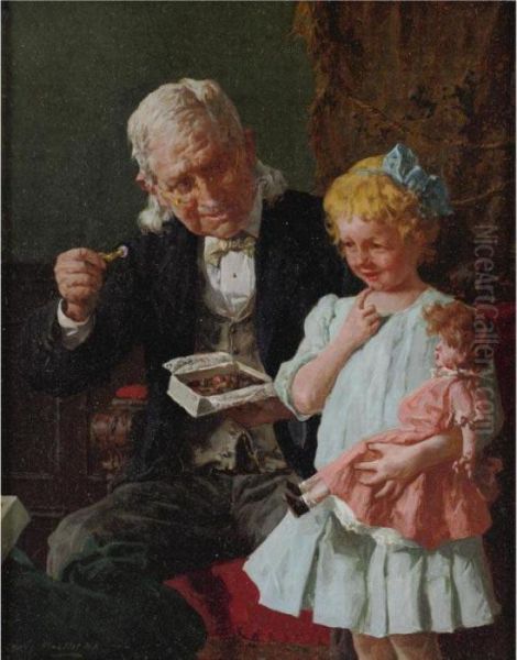 A Candy For Dolly Oil Painting by Louis Charles Moeller