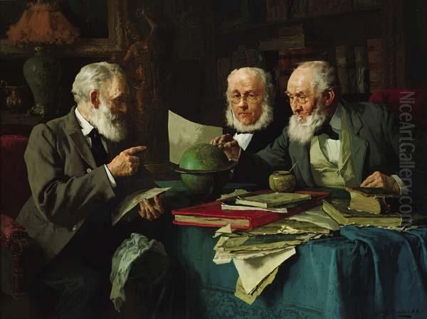 ''heated Discussion'' Oil Painting by Louis Charles Moeller