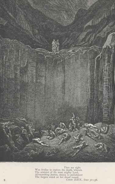 The forgers noted on her dread record. (Canto XXIX., line 56) Oil Painting by Gustave Dore