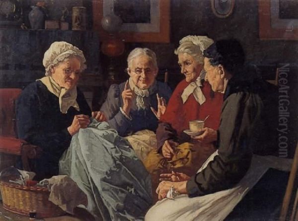 The Gossips Oil Painting by Louis Charles Moeller