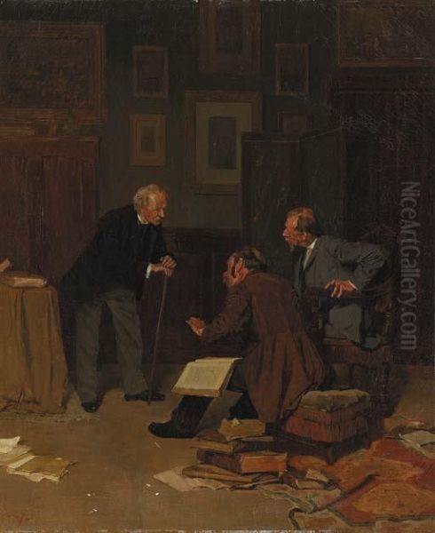 The Book Dealer Oil Painting by Louis Charles Moeller