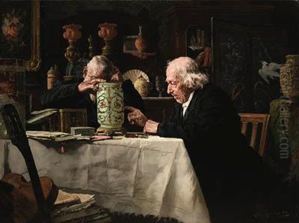 The Connoisseurs Oil Painting by Louis Charles Moeller