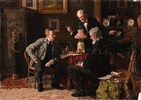 A Notty Question Oil Painting by Louis Charles Moeller