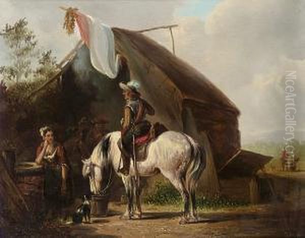 A Rest For Water Oil Painting by Joseph Jodocus Moerenhout