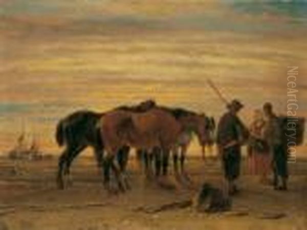 Signiert Und Datiert Unten Links: J. Moerenhout 1868. Oil Painting by Jozef Jodocus Moerenhout