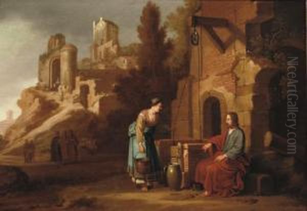 Christ And The Woman Of Samaria Oil Painting by Claes Cornelisz Moeyaert